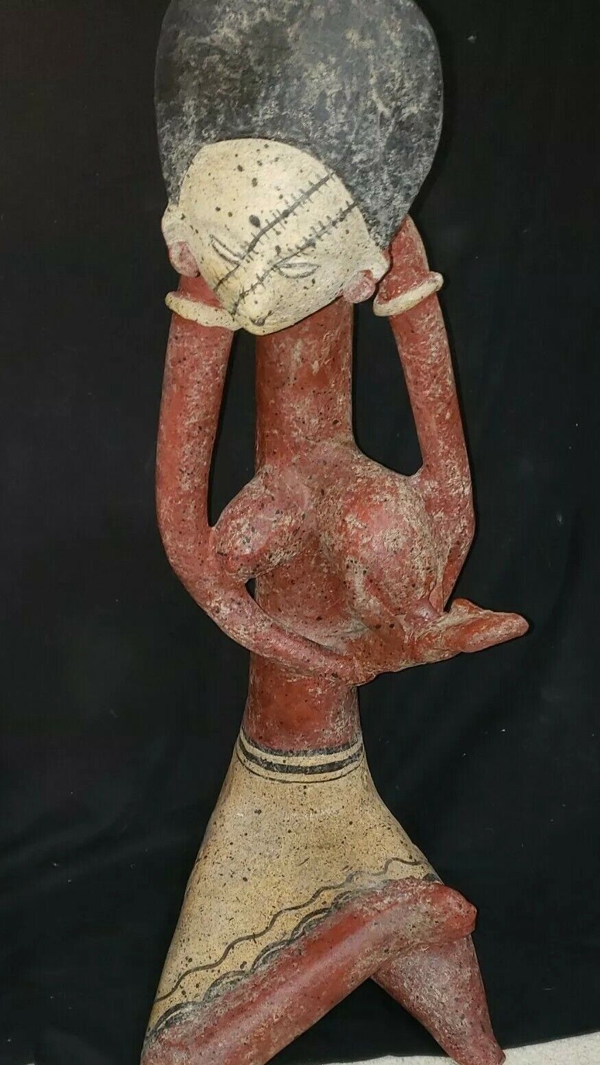 Antique Pre - Columbian Mayan Clay Breastfeeding Mother & Child 28