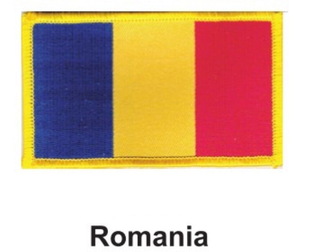 ROMANIA FLAG EMBROIDERED PATCH - IRON-ON - NEW 2.5 x 3.5\