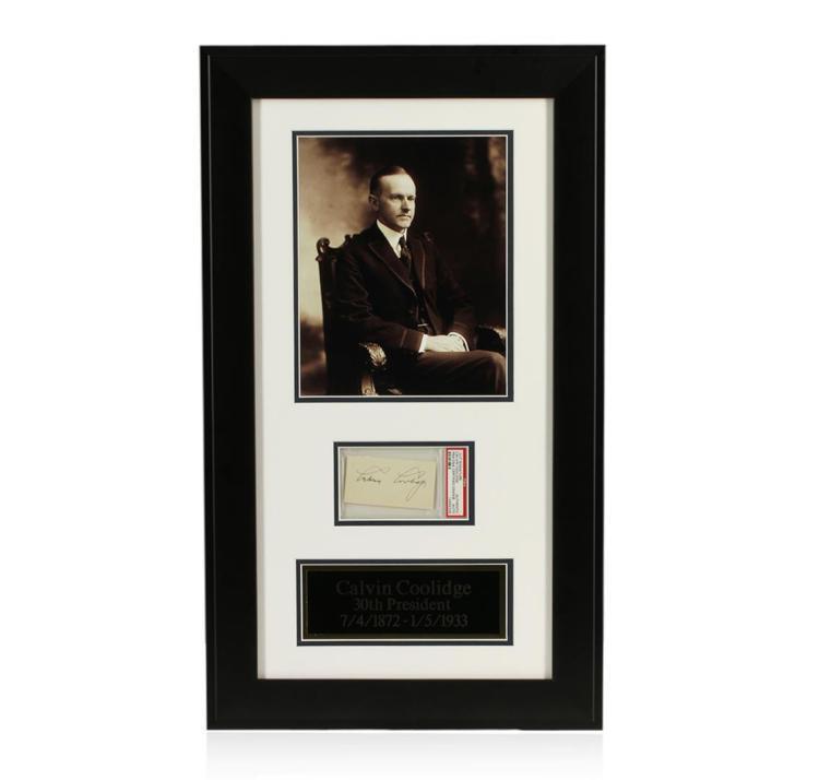 Calvin Coolidge Signed Cut Display PSA Certified Lot 24