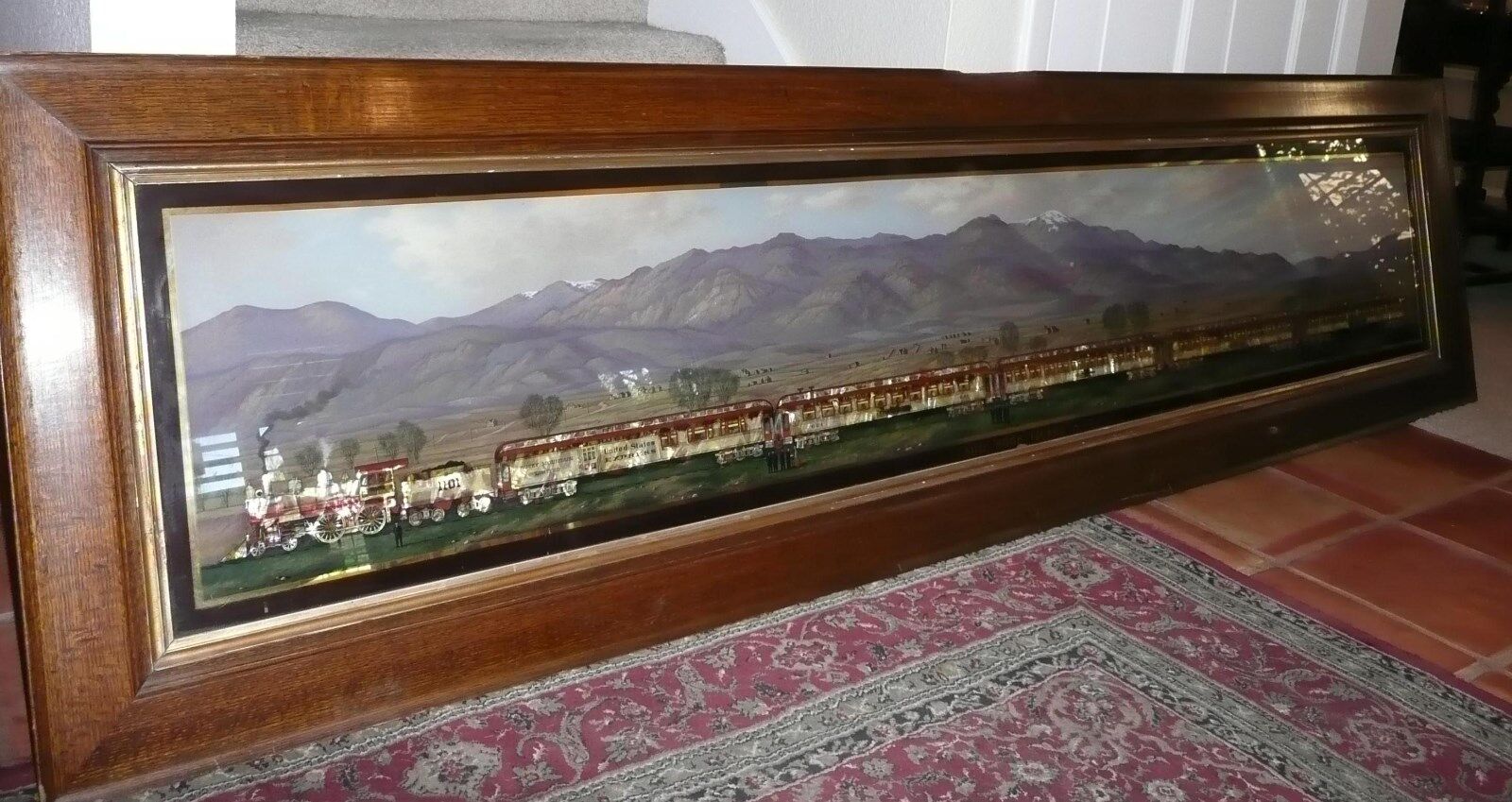 Original Rock Island Pearl Train Reverse Painted Mother Of Pearl 8 Foot Length
