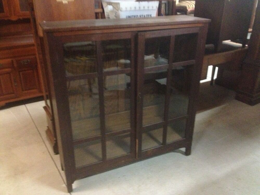 Mission Oak Arts And Crafts Stickley Style 2 Door Bookcase 48553