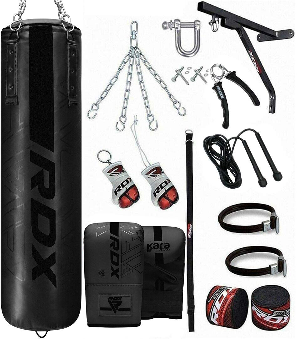RDX Punching Bag Filled 17PC Boxing Set Heavy MMA Punch Training Gloves 4FT 5FT