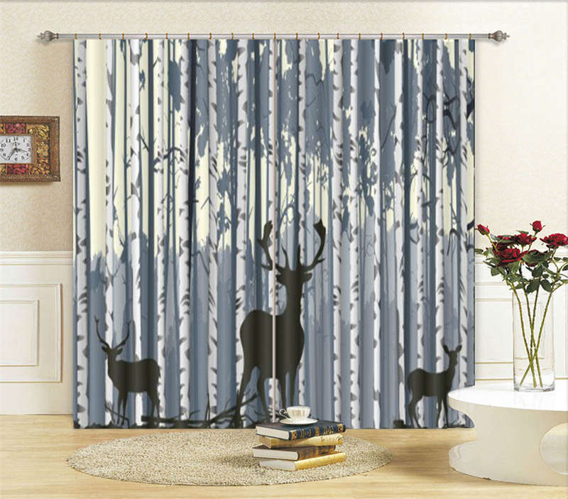 Three Black Deer 3D Curtain Blockout Photo Printing Curtains Drape Fabric Window