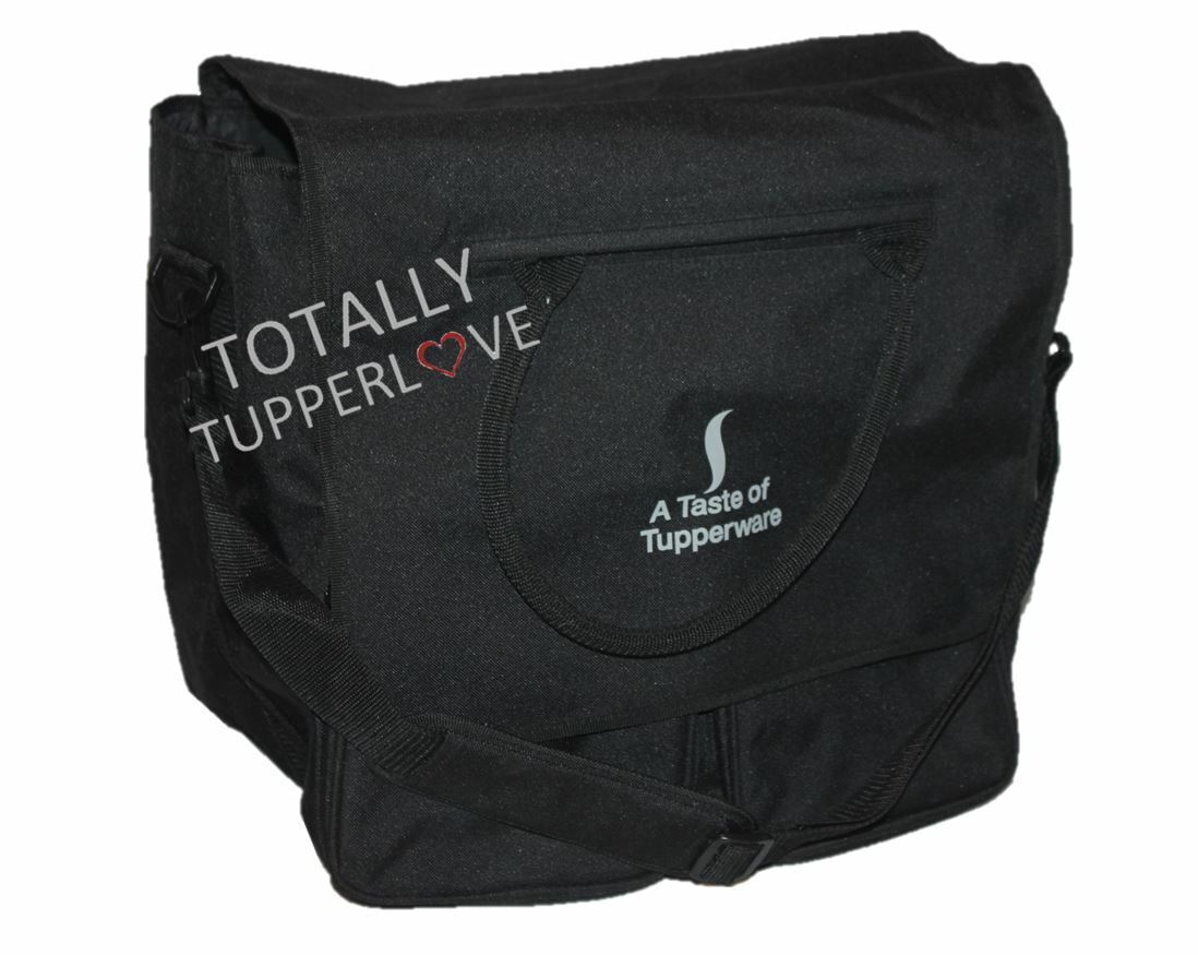 Tupperware Tote Large Kit Bag w/ Zippered Pockets \'A Taste of Tupperware\' Black