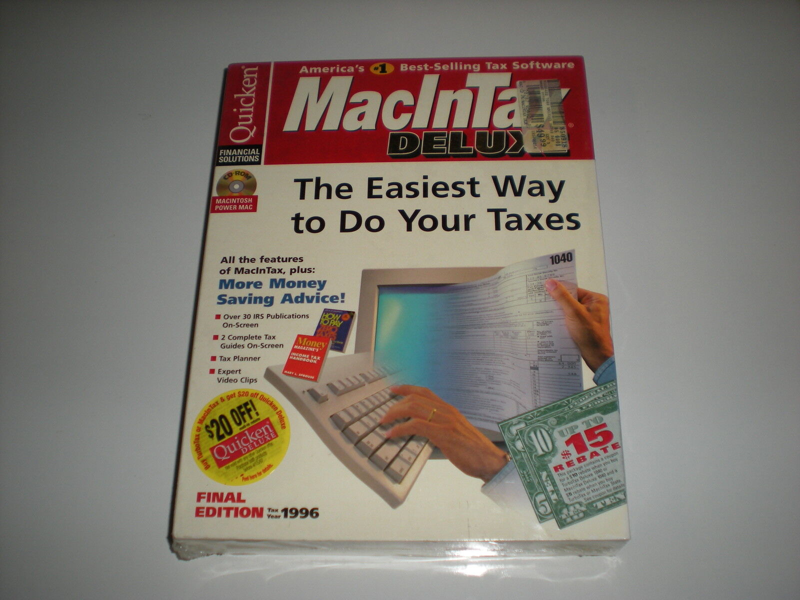 Macintax 1996 Deluxe by Turbotax (Intuit) for Macintosh System 7. New in box.
