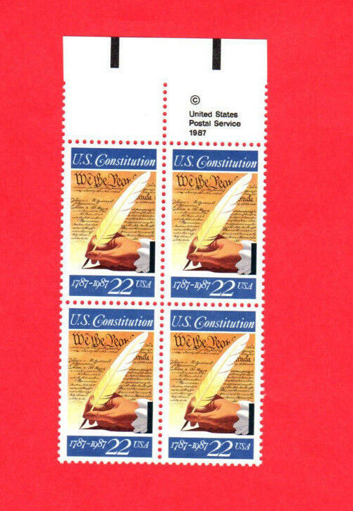 SCOTT # 2360 Signing of the Constitution U.S. Stamps MNH - Margin Block of 4