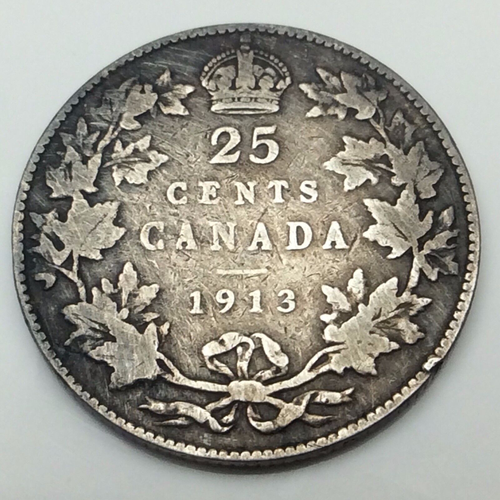 1913 Canada Twenty Five 25 Cents Quarter .925 Silver Canadian Coin C245