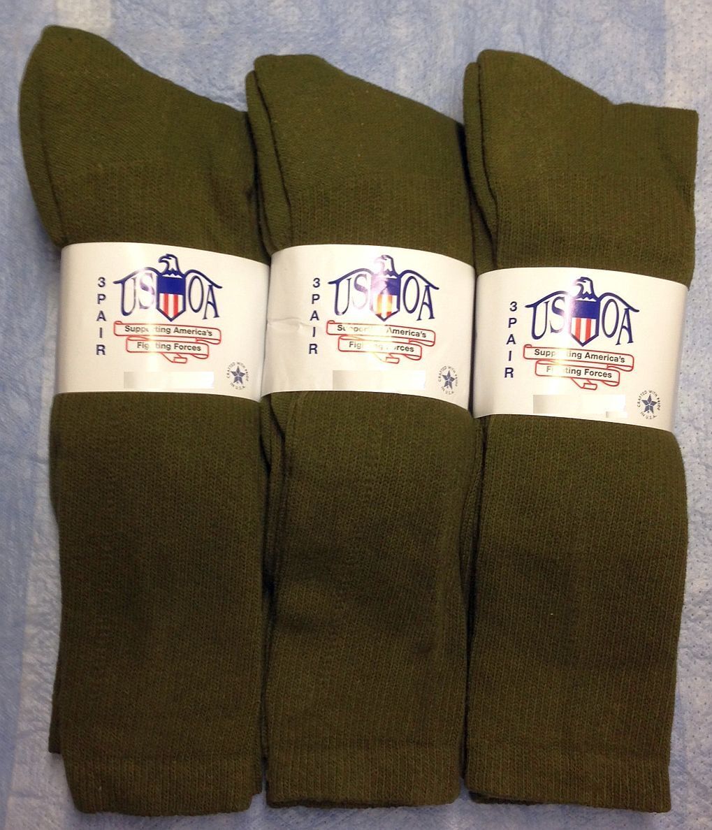 6pr Men\'s US Army Military Issue Anti-Fungal OTC Boot Socks OD GREEN 10-13 LG