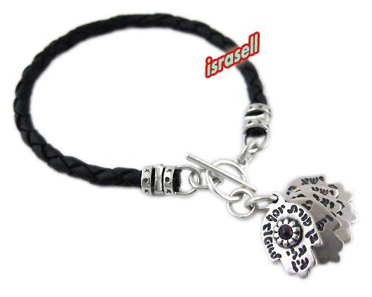 5 HAMSA HANDS WITH BLESSINGS LEATHER BRACELET charm luck evil eye protection