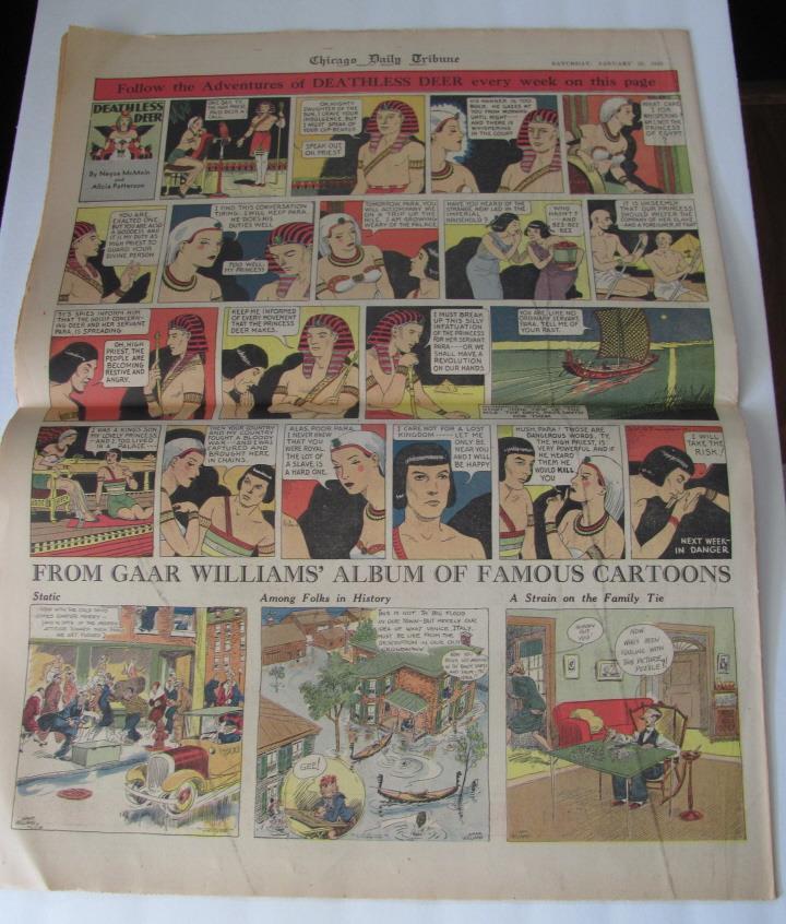 1943 WWII Newspaper Rare DEATHLESS DEER Large Color Comic Strip Chicago Tribune