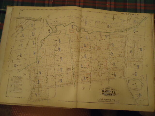 ORIG 1880 Greenpoint Brooklyn Atlas NYC Map Plate E