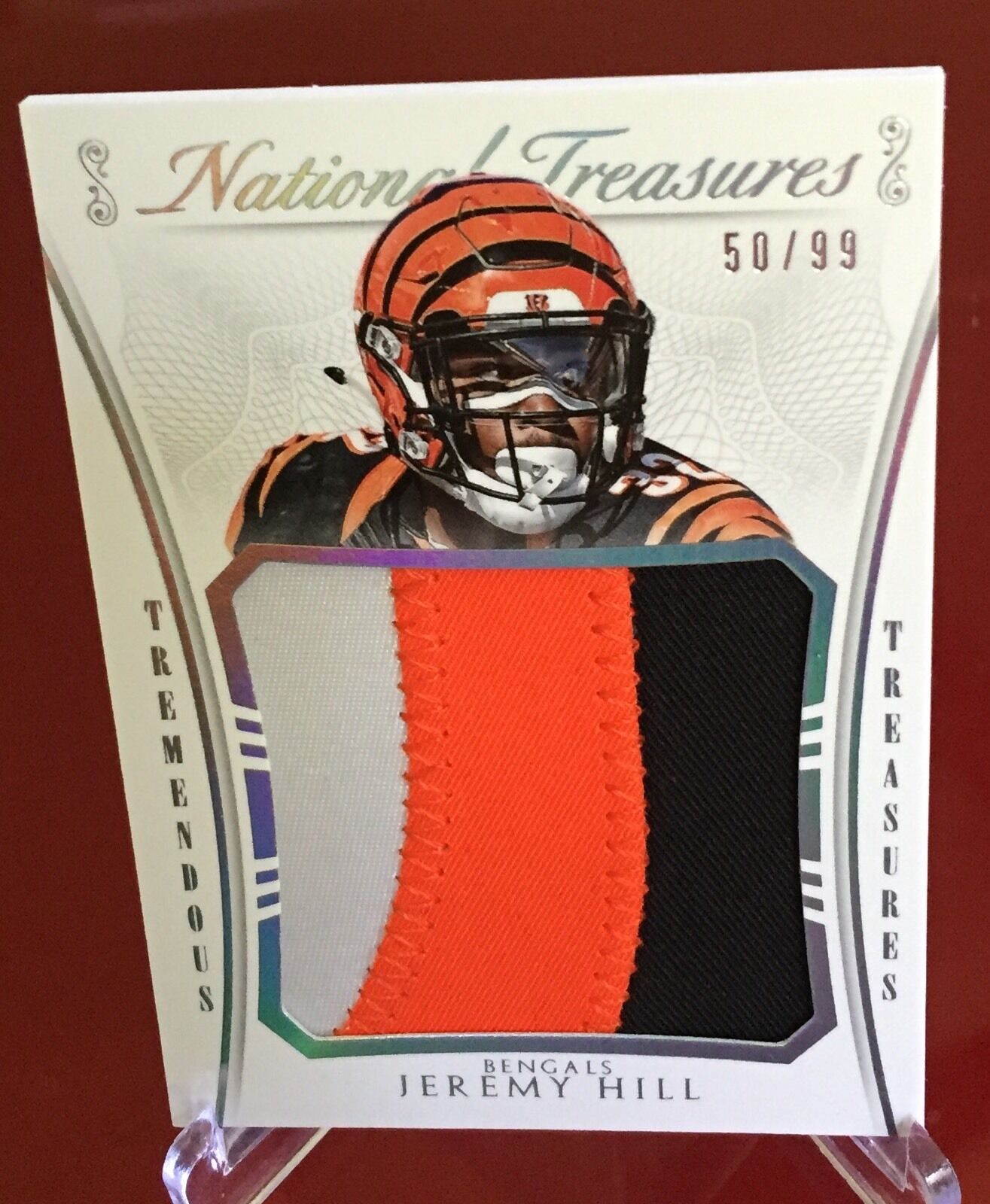 2015 National Treasures JEREMY HILL Bengals Jumbo (3 Color) Patch #TTRJH - 59/99