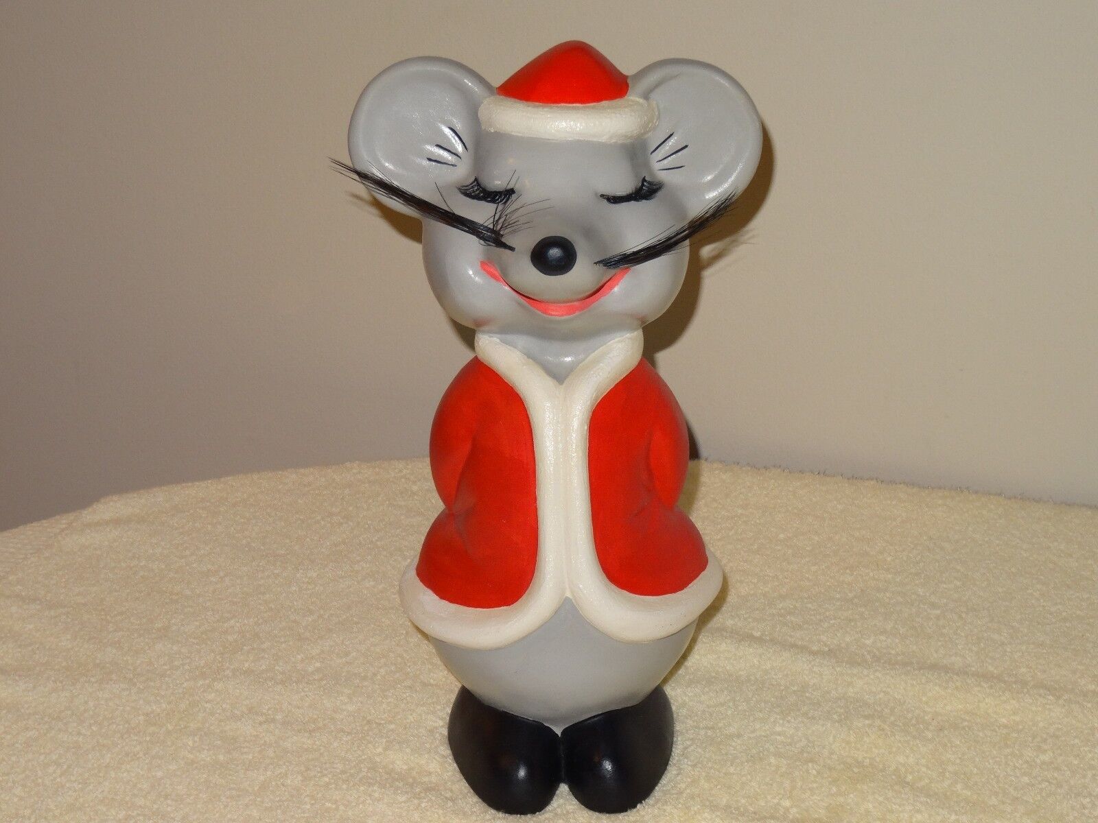 VTG 70's HAND PAINTED CERAMIC CHRISTMAS SANTA CLAUSE MOUSE - LARGE - 14