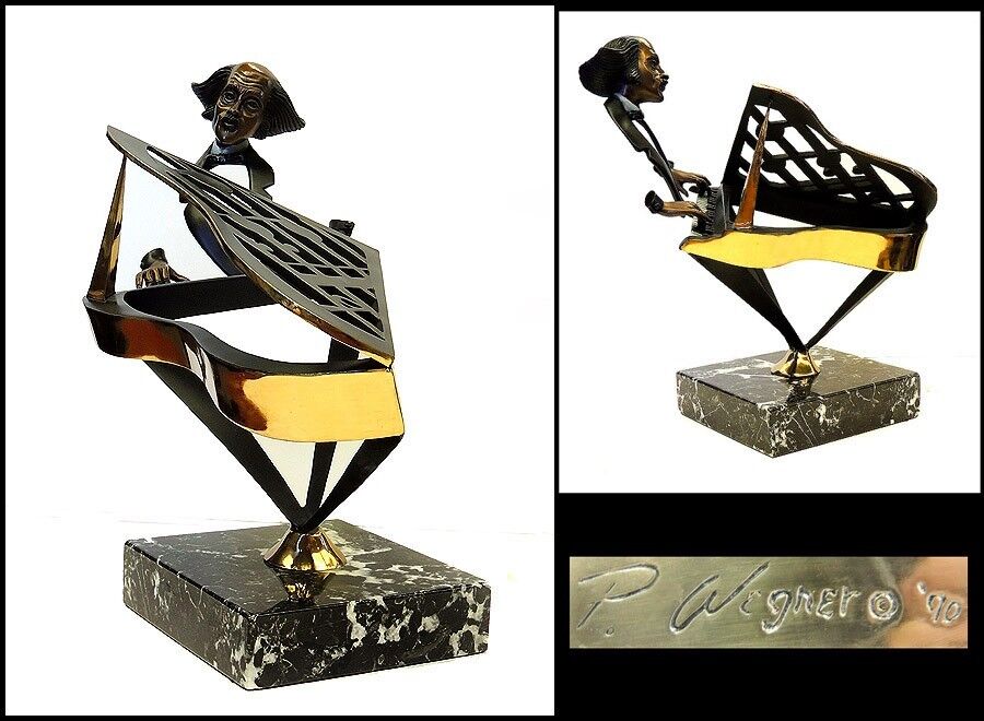 Paul Wegner Signed Bronze ORIGINAL Music Sculpture Artwork Statue Piano Jazz SBO