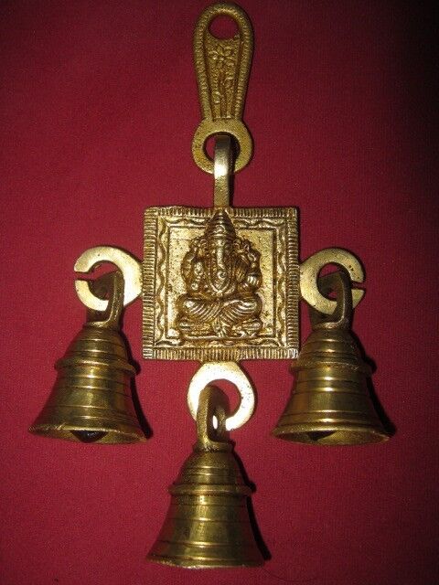 Diwali Brass Hanging Bells Hindu God Ganesha Door Home Decor Religious EDH Puja 