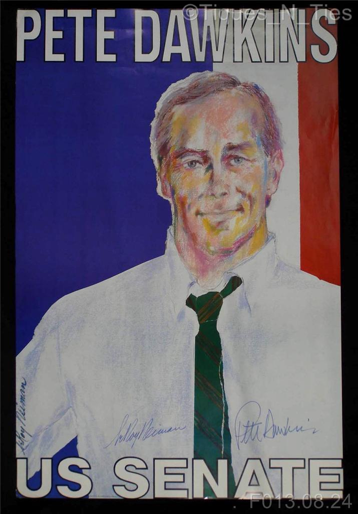 1988 Pete Dawkins Senate Autographed LeRoy Neiman Signed Litho Poster Print (FF)