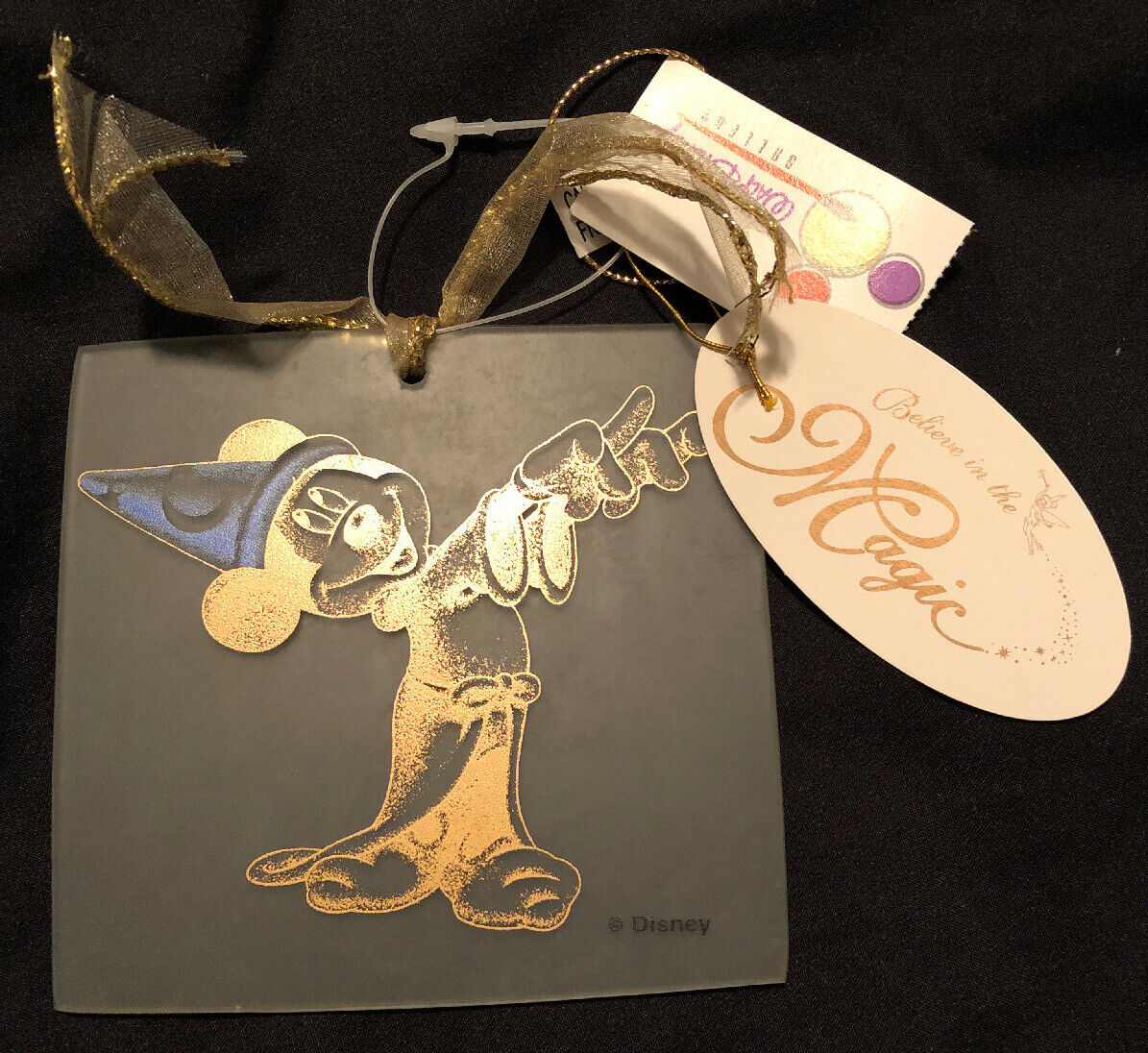 NWT Walt Disney Gallery Sorcerer Mickey Glass Ornament Fantasia Believe In Magic