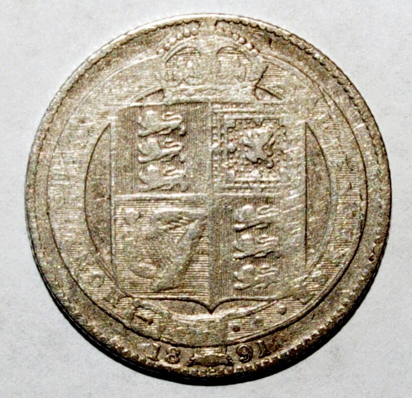 1891 Great Britain Shilling, 0.925 Silver Rare & High Value Coin-1 Sale Price