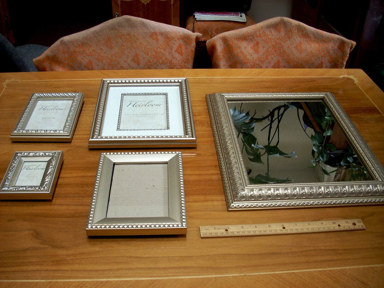 Picture Frame Set Including Mirror,  5 Pieces, Heirloom Brand,  New Condition