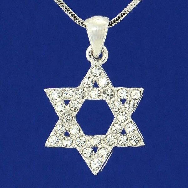 Star Of David Hanukkah W Swarovski Crystal Jewish Judaism Pendant Necklace Gift 