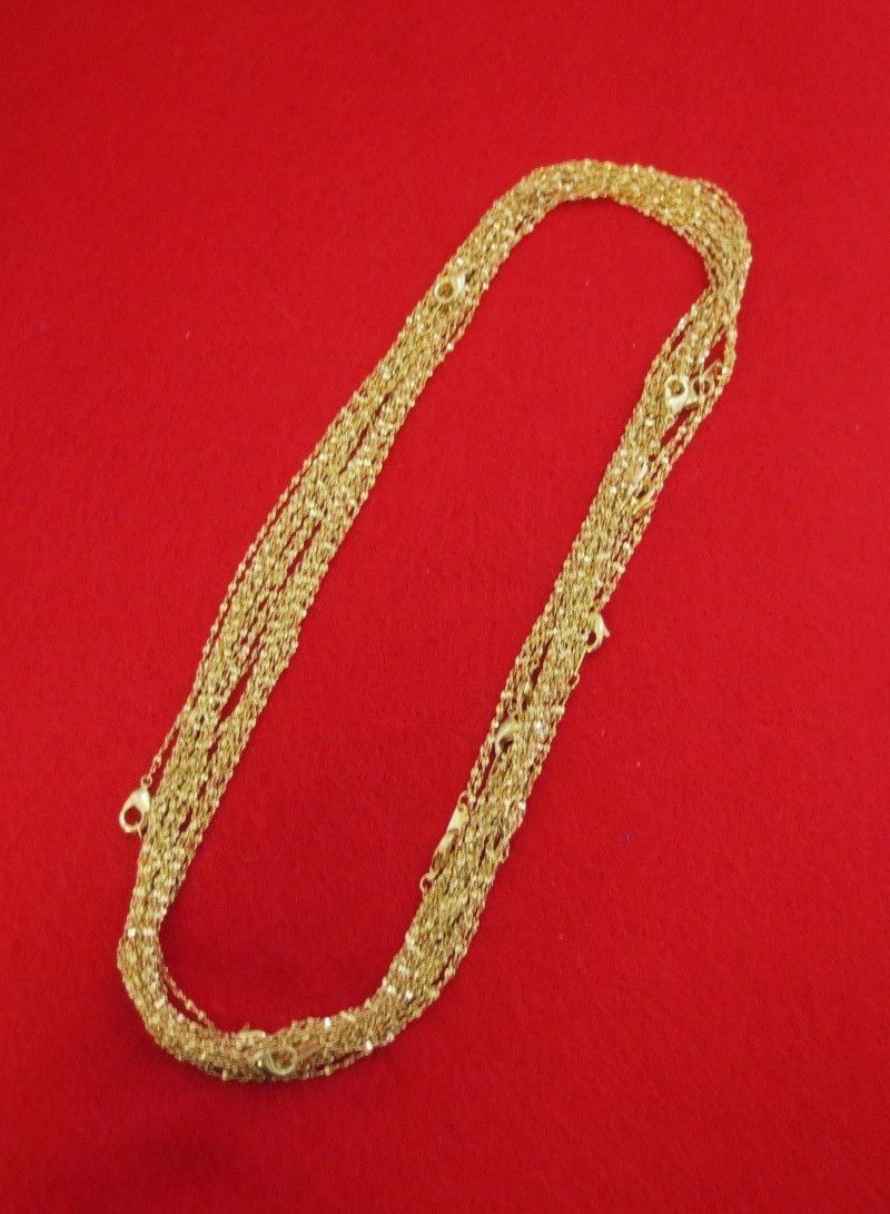 WHOLESALE LOT OF 50 14KT GOLD PLATED 24 INCH 1mm TWISTED NUGGET CHAINS