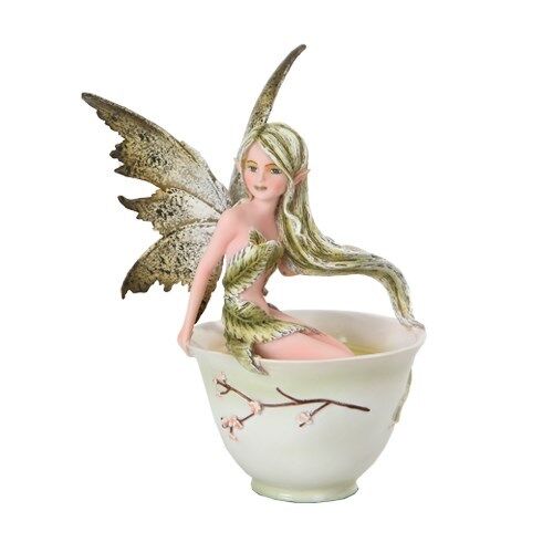 GREEN TEA FAIRY Figurine Faery Figure Amy Brown teacup faerie cup statue