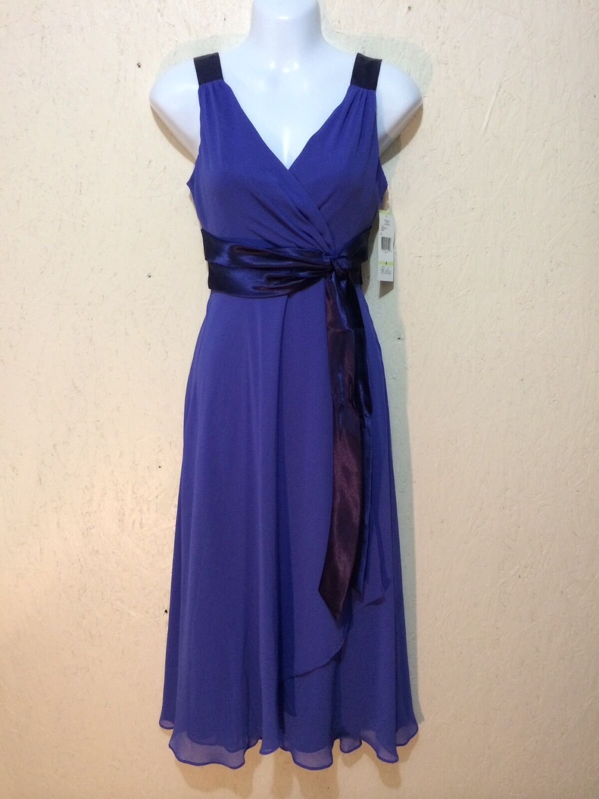Evan Picone Women\'s Sheer Overlay Ultra Violet Blue Semi Formal Dress 4