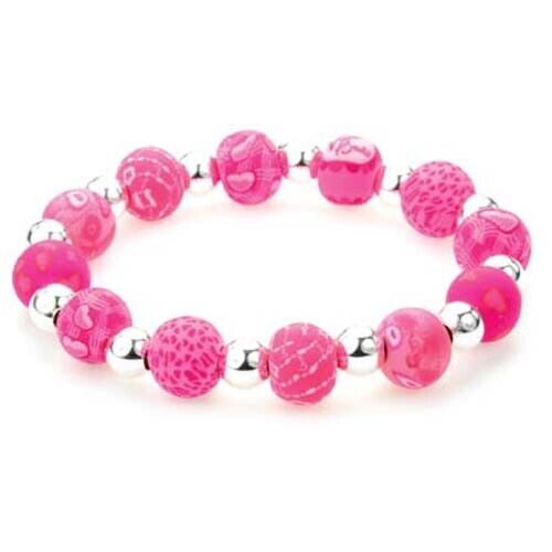 New Viva Clay Beads Girl\'s Hot Pink Candy Hearts Design Children\'s Bracelet