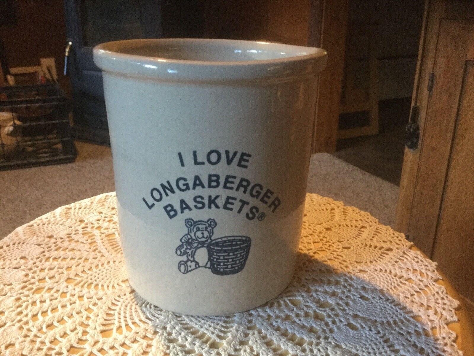 I LOVE LONGABERGER BASKETS  1 Qt High Jar.  5\