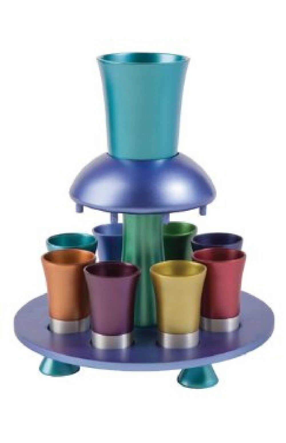 Yair Emanuel Anodized Multi color Kiddush Fountain Nine Cup Cups From Israel
