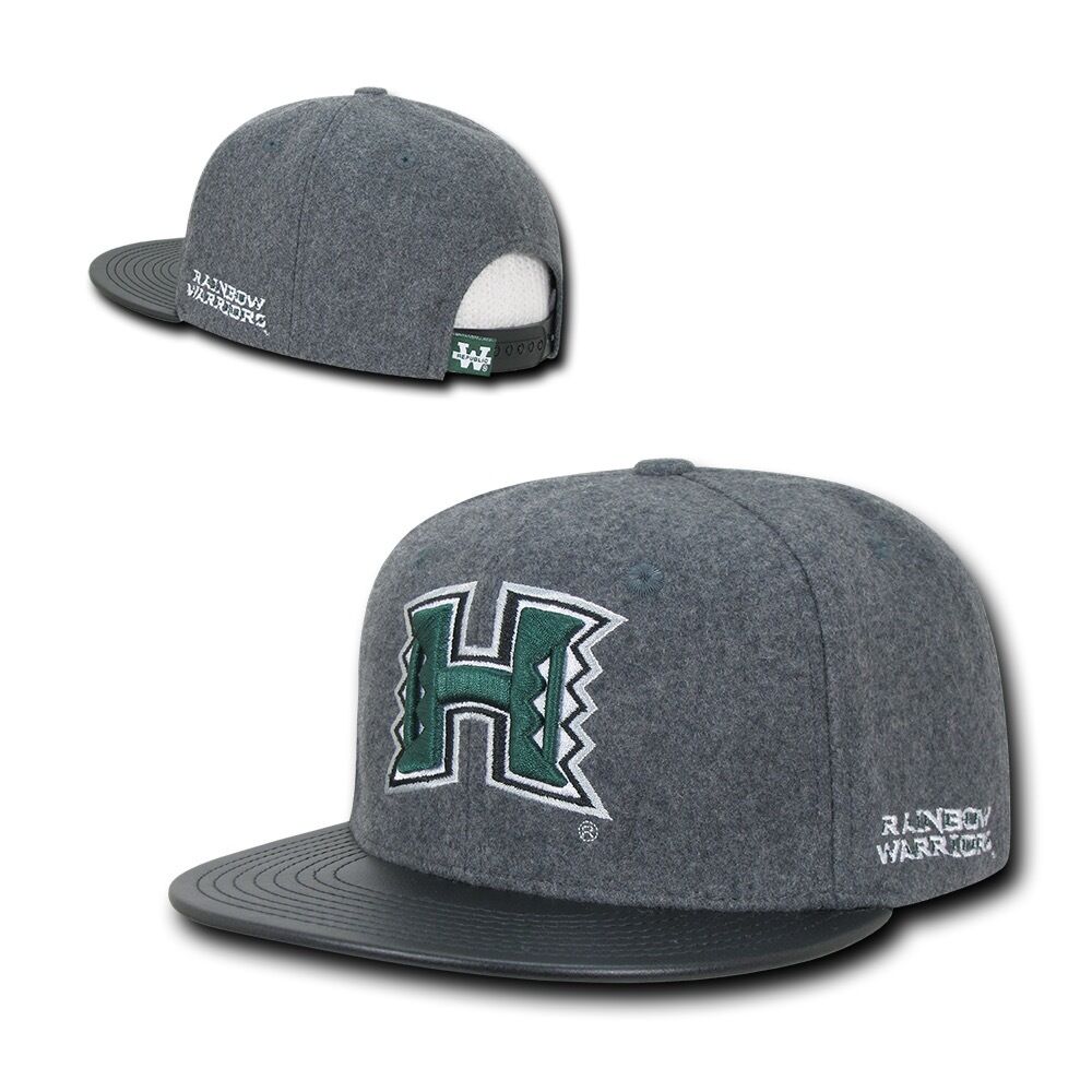 NCAA Hawaii University Rainbow Warriors Melton Vinyl Snapback Baseball Caps Hats