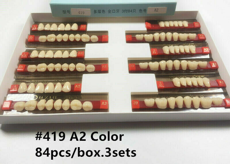 84pcs/box Dental Complete Denture False Tooth Synthetic Resin Teeth A2Color #419