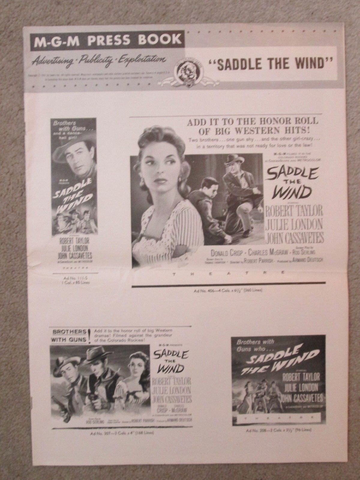 Saddle In The Wind - 1958  Movie Pressbook - Taylor - Julie London