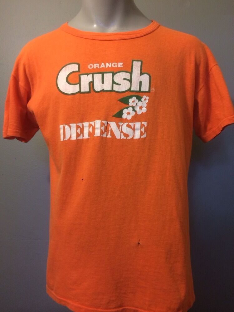 Vtg Mens Denver Broncos Orange Crush Shirt 70s 80s Defense Cotton Super Large L