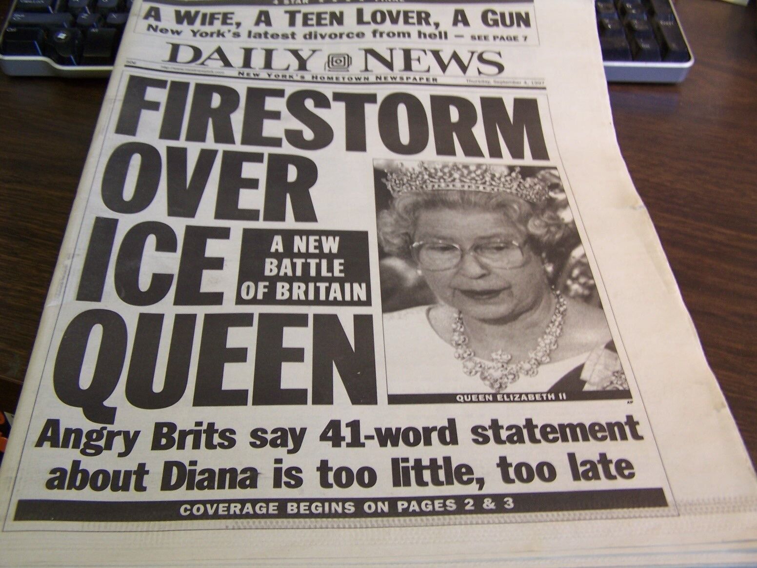 NEW YORK DAILY NEWS - 9/4/97 - FIRESTORM OVER ICE QUEEN - PRINCESS DIANA FUNERAL
