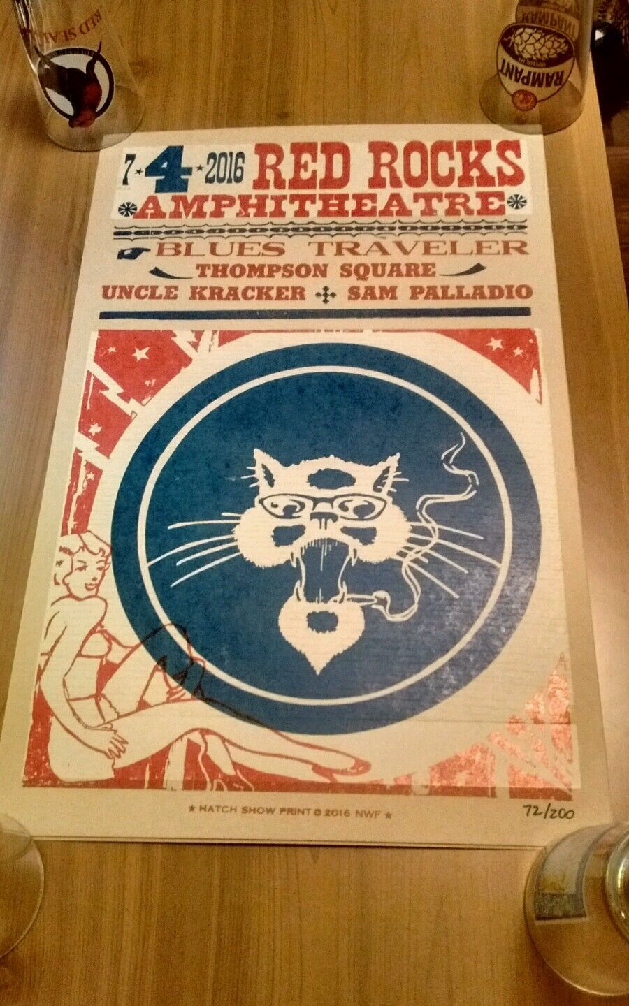 BLUES TRAVELER POSTER July 4th 2016 RED ROCKS UNCLE CRACKER THOMPSON SQUARE 