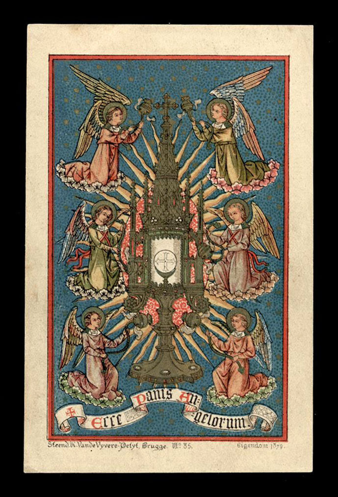 old holy card litho ECCE PANIS ANGELORUM 19 Th.
