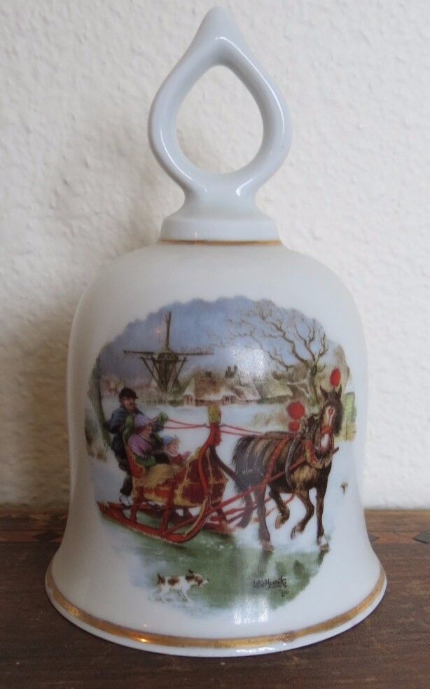 Royal Schwabap Hand Decorated Holland 1984 Winter Sleigh and Horse Bell