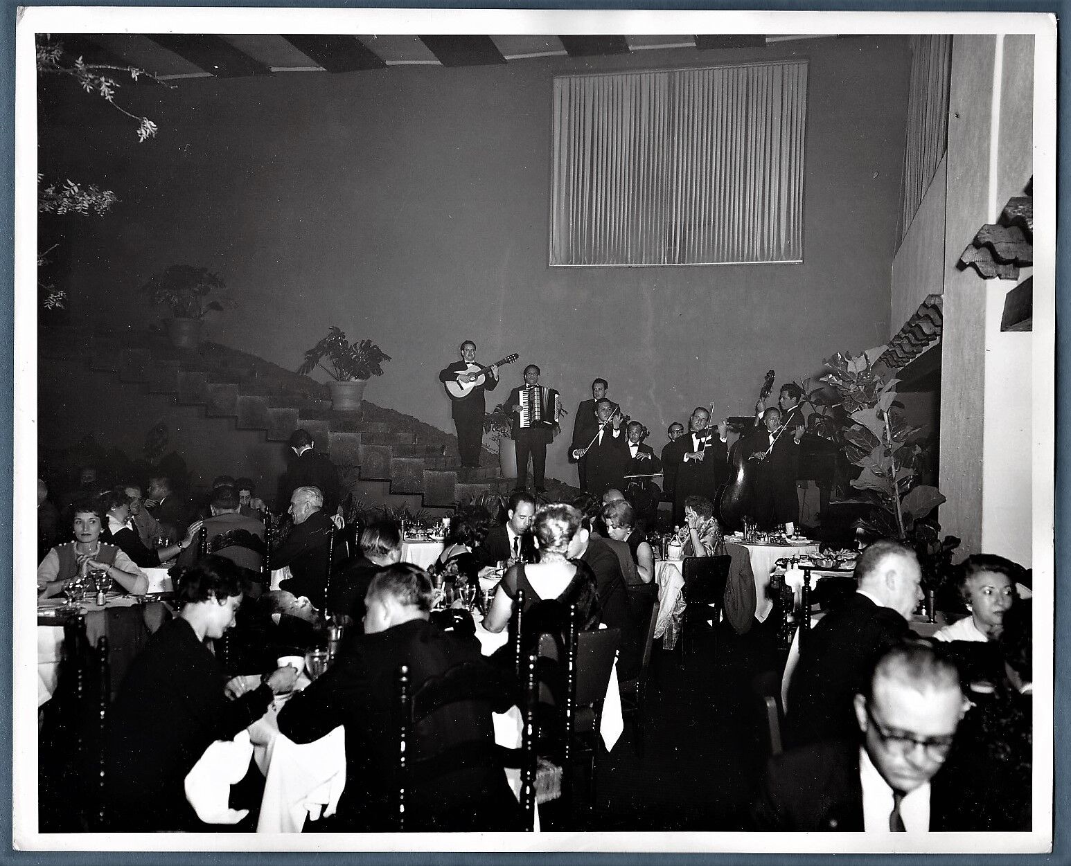 vintage large architecture photo Focolare club & orchestra Mexico city ca 1958