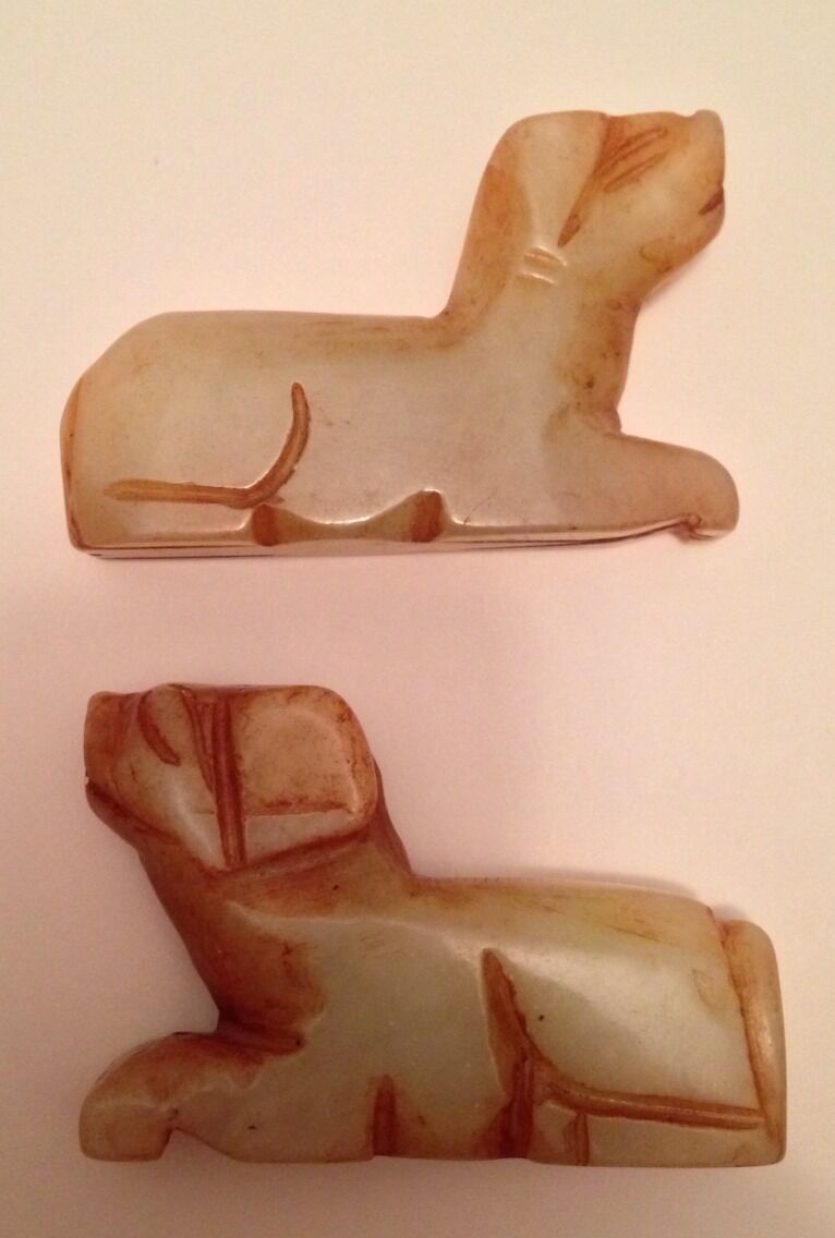 Pair of Chinese Hardstone Dog Statues/figures - Antique/vintage