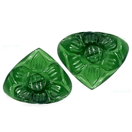 54.00Cts Natural Green Serpentine Nice Carving Matching Pair Gems From Africa 