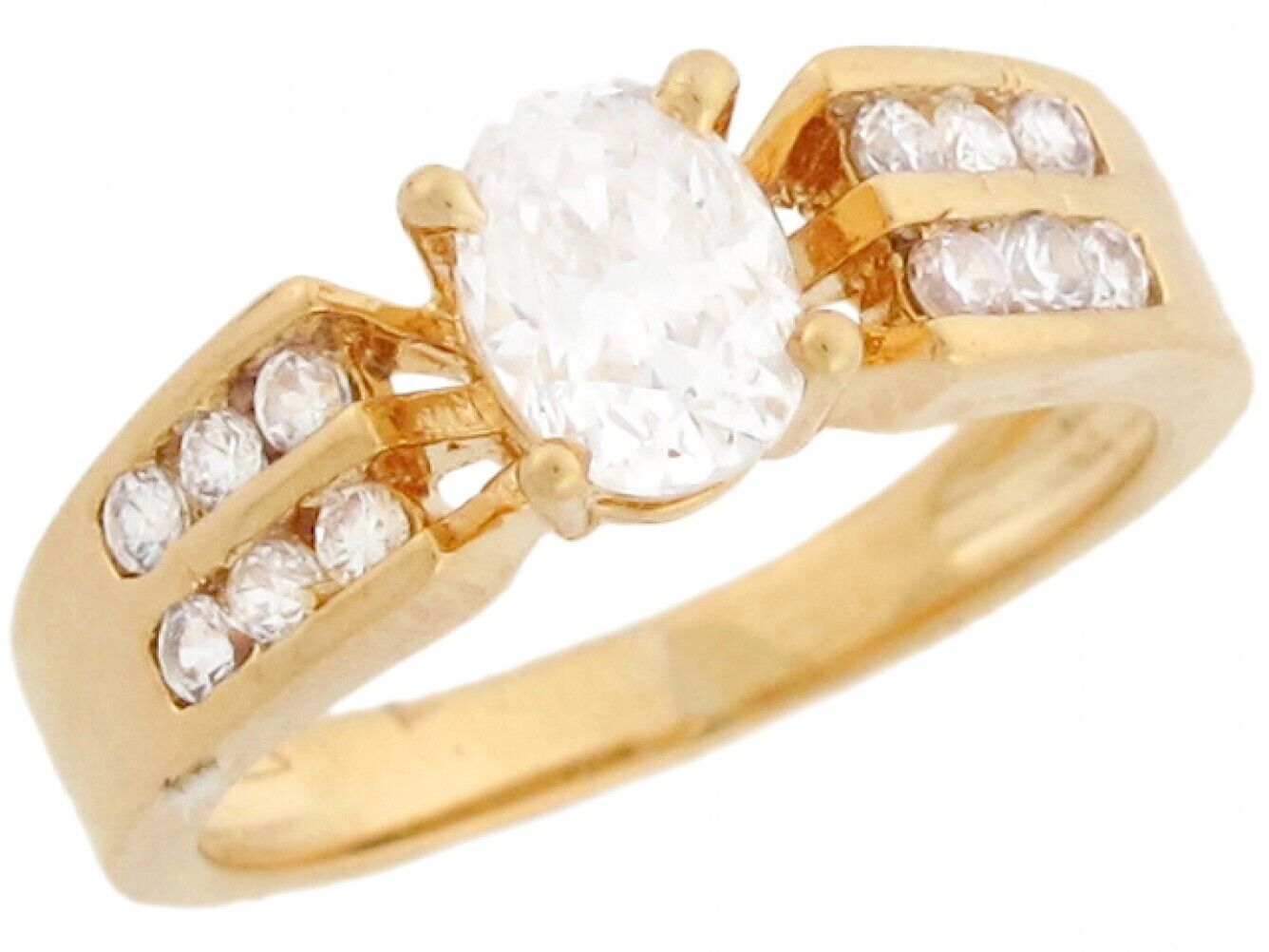 10k or 14k Yellow Gold Cluster White CZ Pretty Captivating Ladies Ring