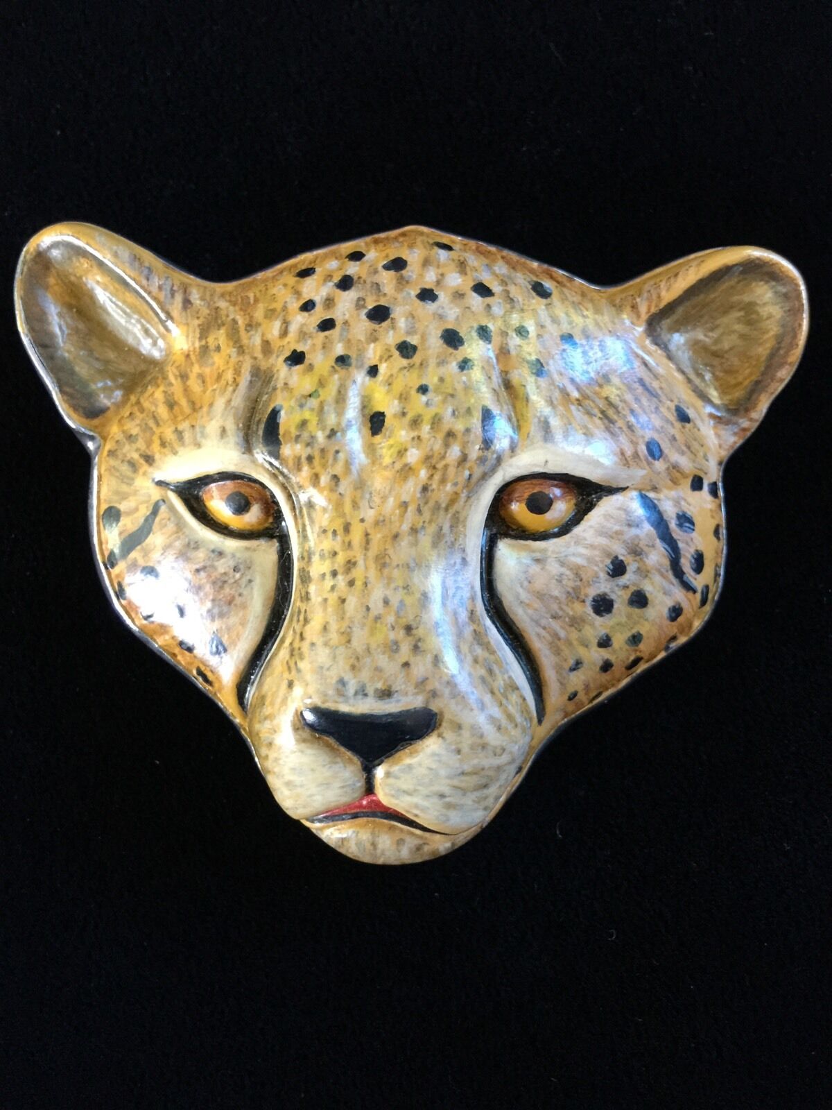 Vintage Sergio Bustamante Sterling Silver & Paper Maché Cheetah Pendant--Signed