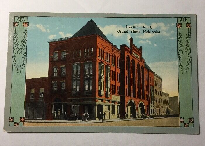 Koehler Hotel Grand Island Nebraska Antique Vintage Post Card posted 1919