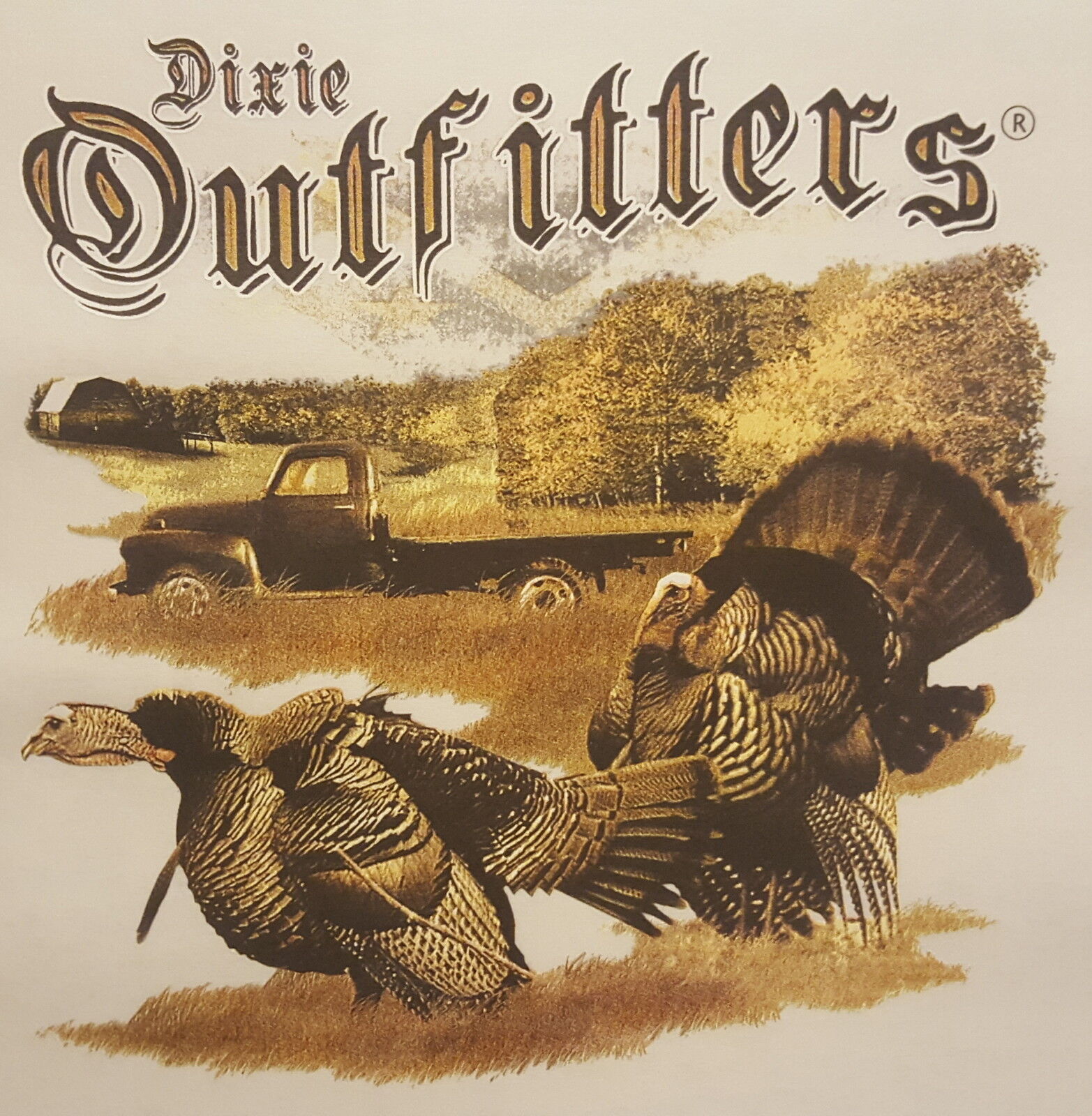 DIXIE OUTFITTERS WILD TURKEY HUNTING / OLD TRUCK REBEL REDNECK SHIRT #6839