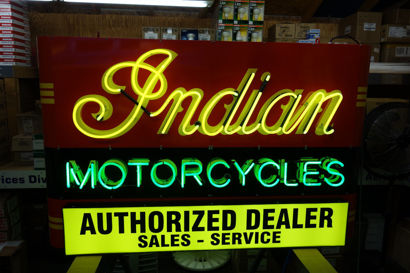 INDIAN MOTORCYCLE. NEON INDIAN MOTORCYCLE SIGN . HUGE 44.5\
