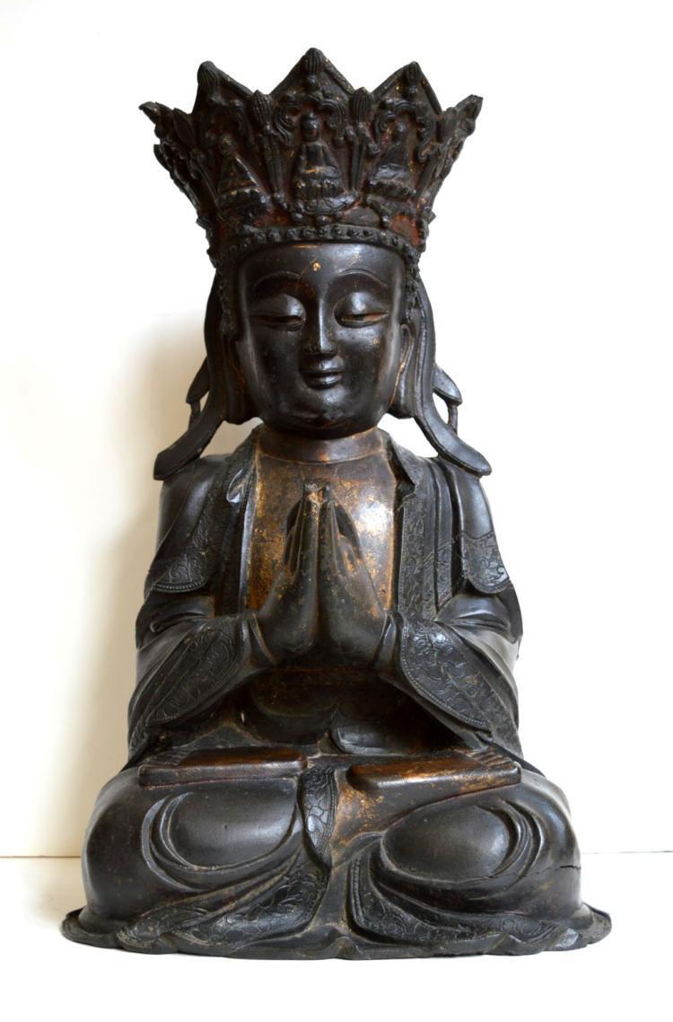 Important Large Chinese Ming Bronze Seated Buddha Lot 54