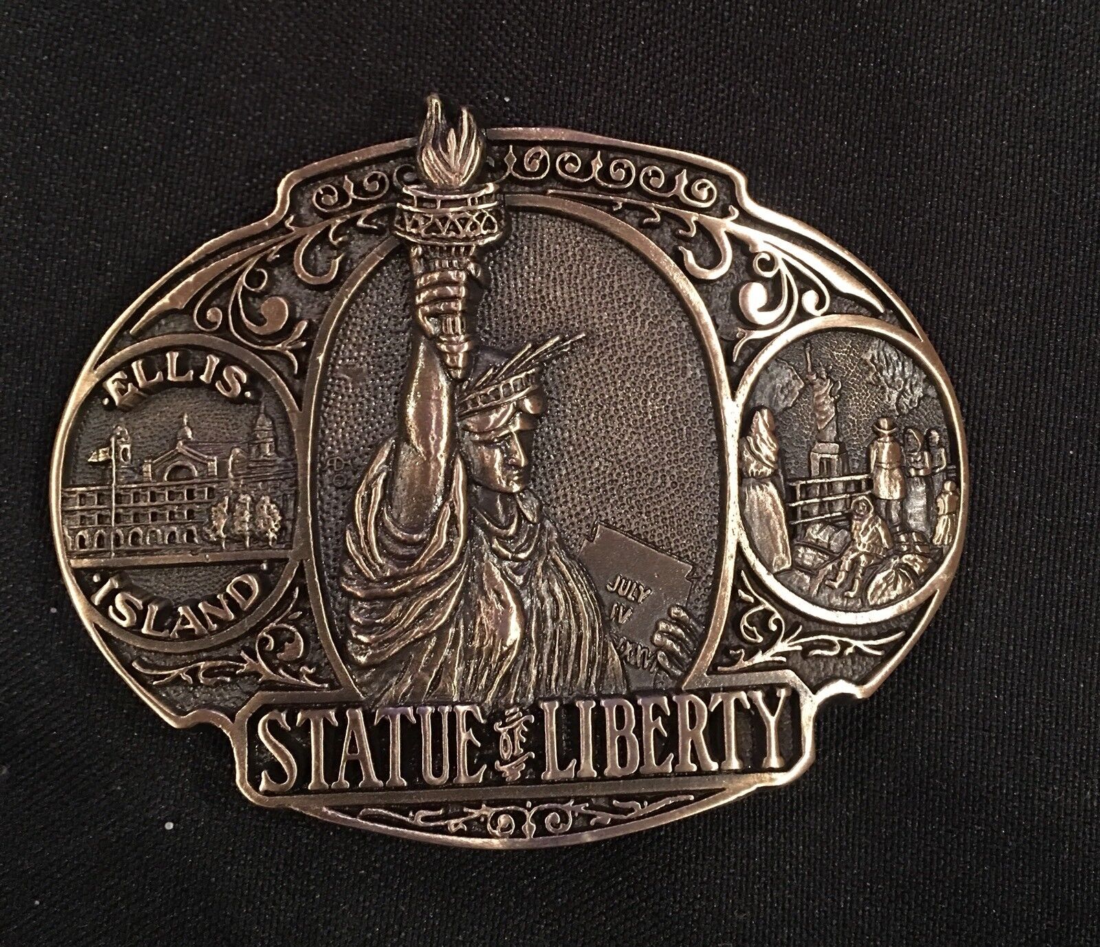 Vintage US STATUE of LIBERTY/Ellis Island/America  Solid Brass Belt Buckle~~ NEW