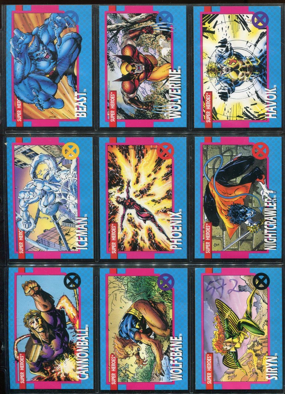1992 Marvel X-Men Series 1 100-Card Complete Set & 5-Card Gold Hologr... Lot 452