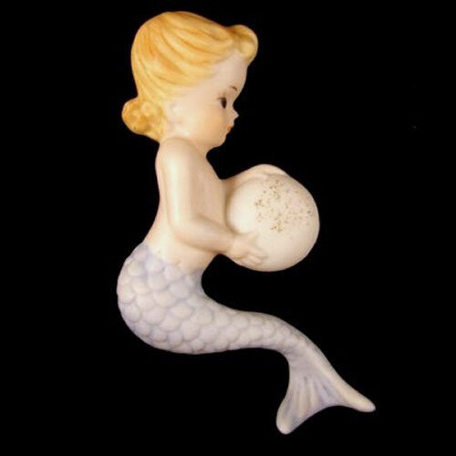 1950s Vintage NORCREST MERMAID w Bubble Wall Plaque Hanging for Bath